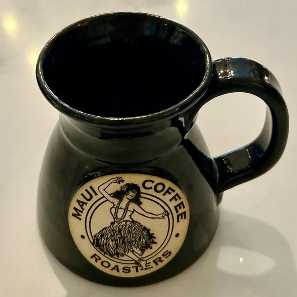Sunset Hill Stoneware Maui Coffee Roasters Coffee Mug Black Glaze EUC - Picture 2 of 8